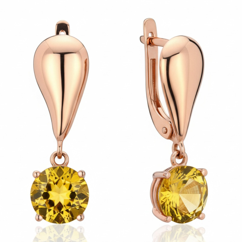 Серьги из красного золота 585 пробы с цитринами 01С3116470-5