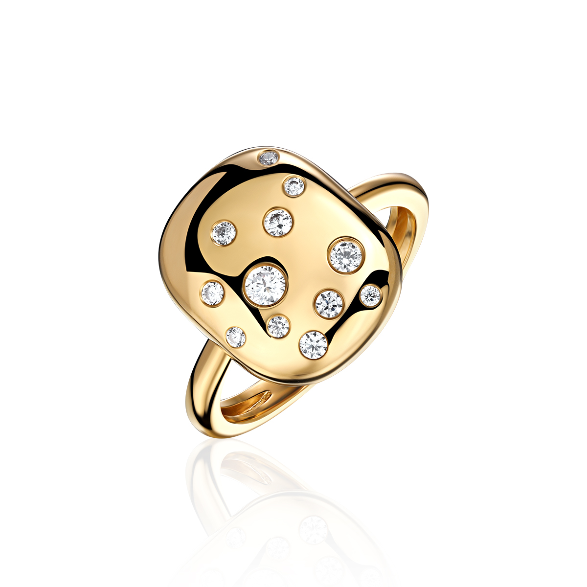 Кольцо из желтого золота 585 пробы с фианитами 01К1315660