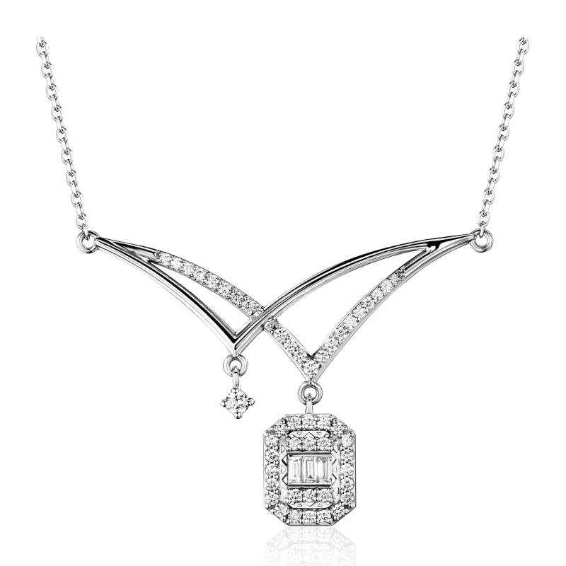 Колье из белого золота 585 пробы с бриллиантами 01Л622488