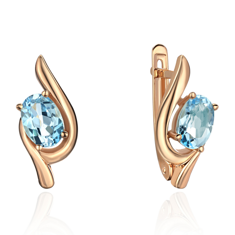 Серьги из красного золота 585 пробы с топазами 01С3115346-1
