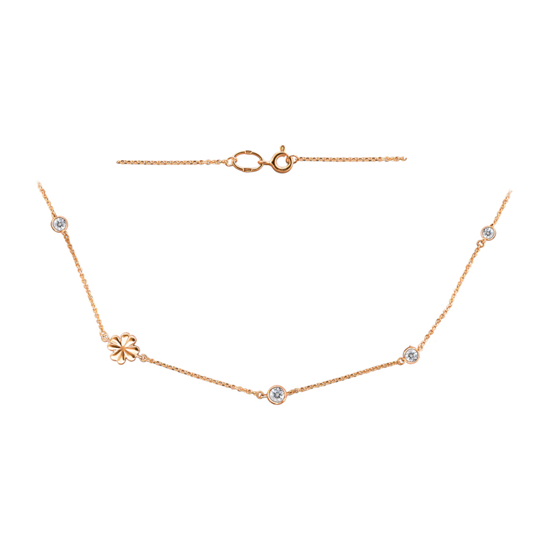 Колье из красного золота 585 пробы с фианитами 01Л111919