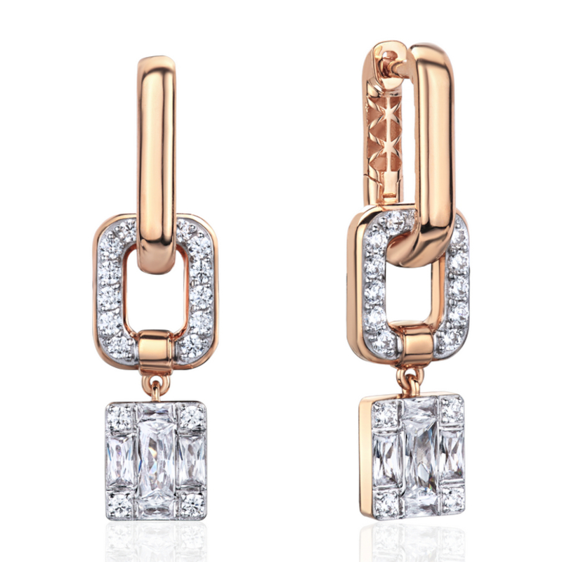 Серьги из красного золота 585 пробы с фианитами 01С1116786Р