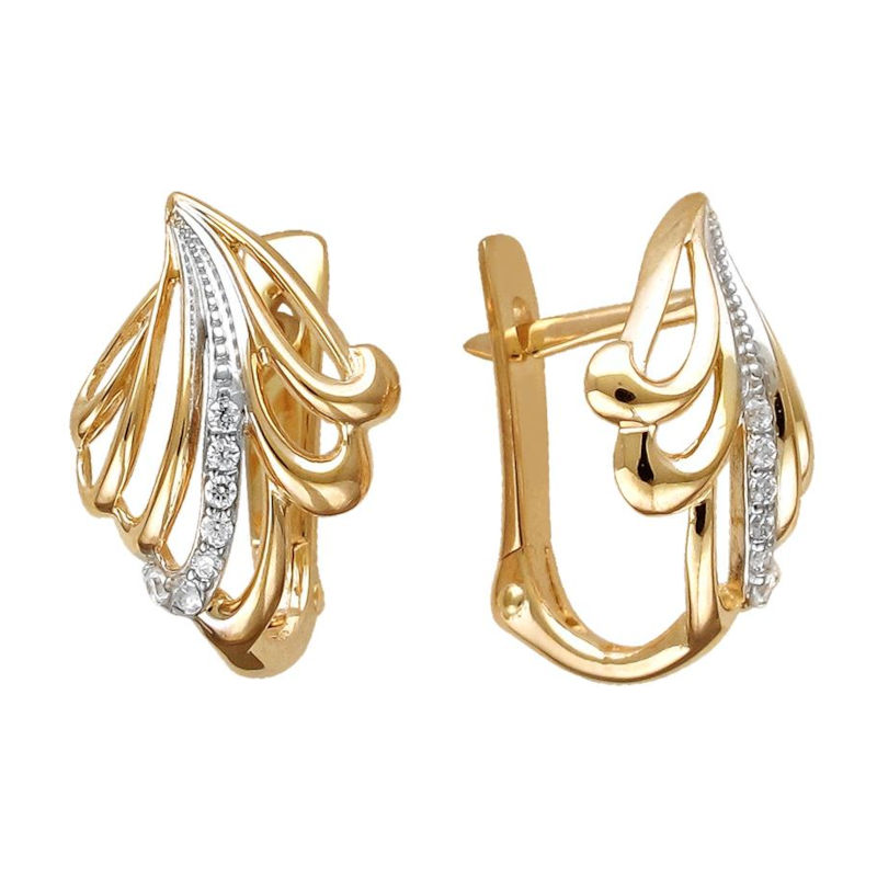 Серьги из красного золота 585 пробы с фианитами 01С1113193Р