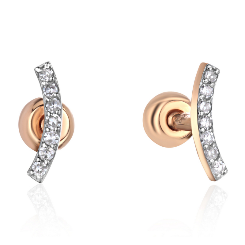 Серьга Одиночная из красного золота 585 пробы с бриллиантами 01С6117039Р-17