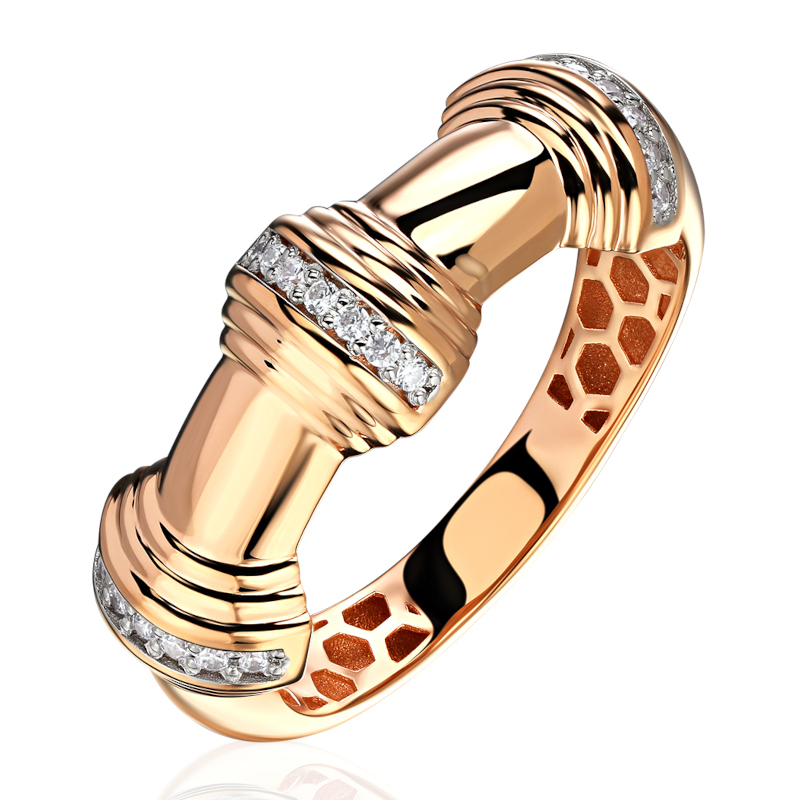 Кольцо из красного золота 585 пробы с фианитами 01К1115735Р