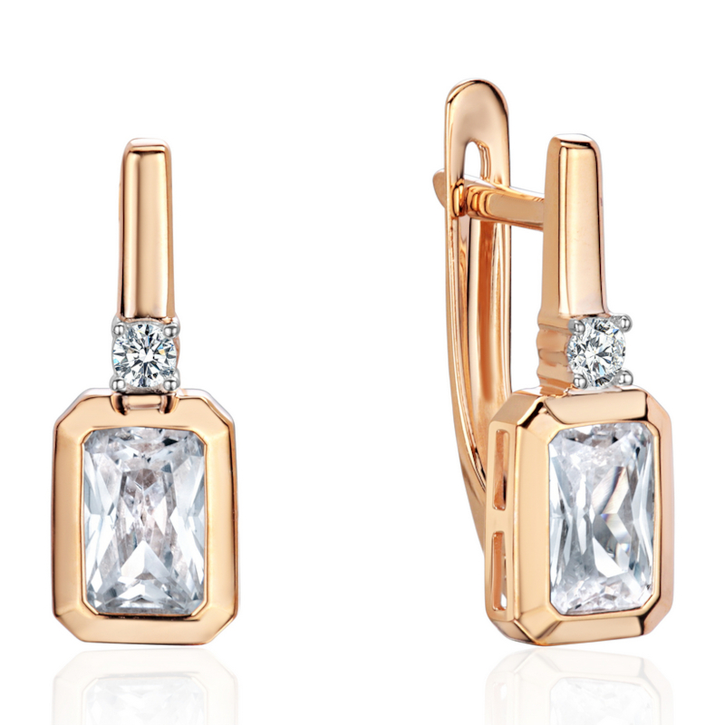 Серьги из красного золота 585 пробы с фианитами 01С1116872Р