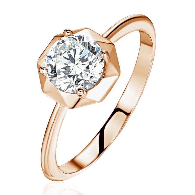 Кольцо из красного золота 585 пробы с фианитом 01К1117022