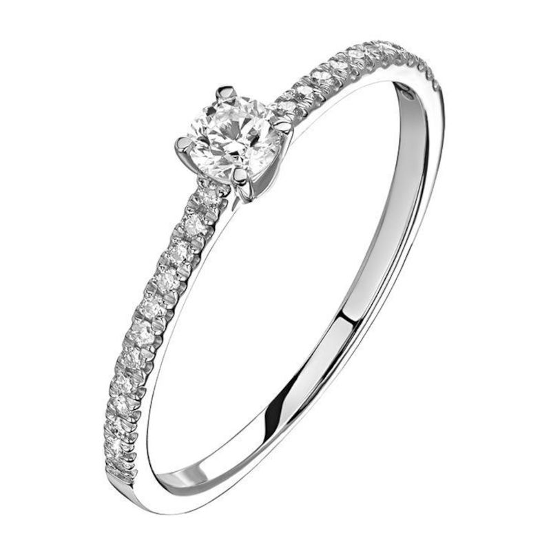 Кольцо из белого золота 585 пробы с фианитами 01К1215038