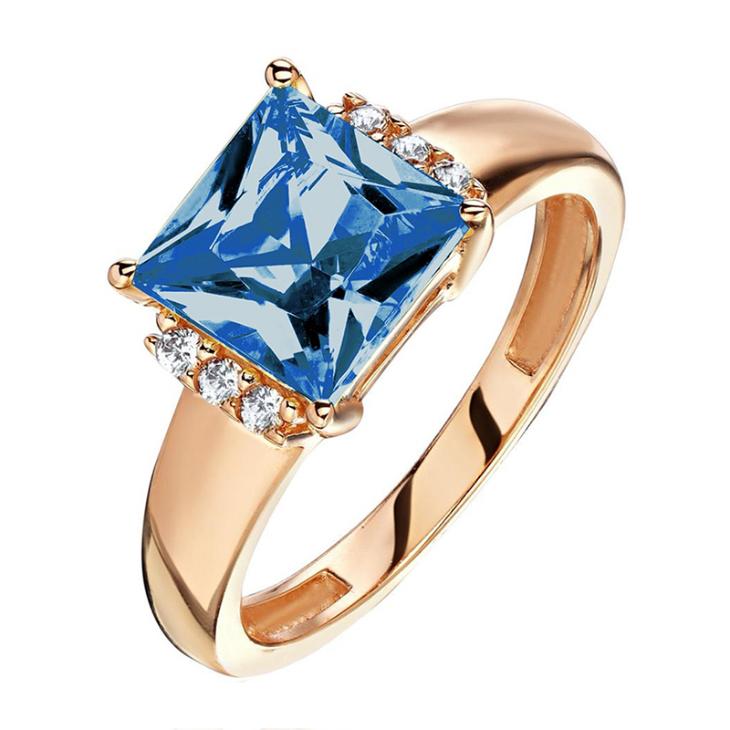 Кольцо из красного золота 585 пробы с наносинтал топазом и фианитами 01К2115472-3