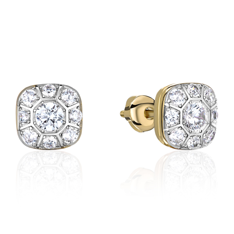 Серьги из желтого золота 585 пробы с фианитами 01С1315083Р