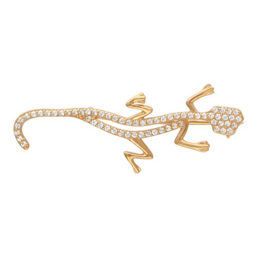 Брошь из красного золота 585 пробы с фианитами 01Ш110184