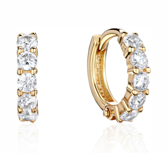 Серьга одиночная из желтого золота 585 пробы с фианитами 01С1316212