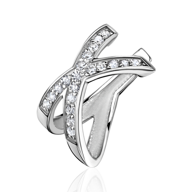 Серьга кафф без прокола из белого золота 585 пробы с бриллиантами 01С6216921-17