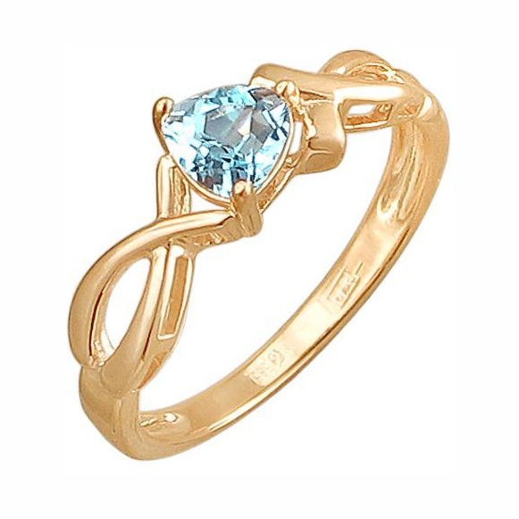 Кольцо из красного золота 585 пробы с раух-топазом 01К312199-5