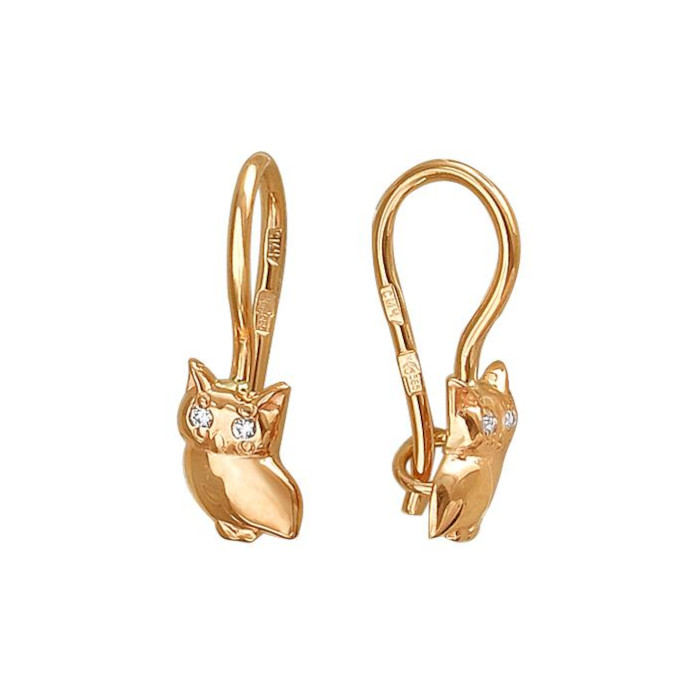 Серьги из красного золота 375 пробы с фианитами 01С119237S