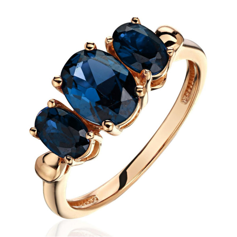 Кольцо из красного золота 585 пробы с наноситал топазом 01К2115381-1