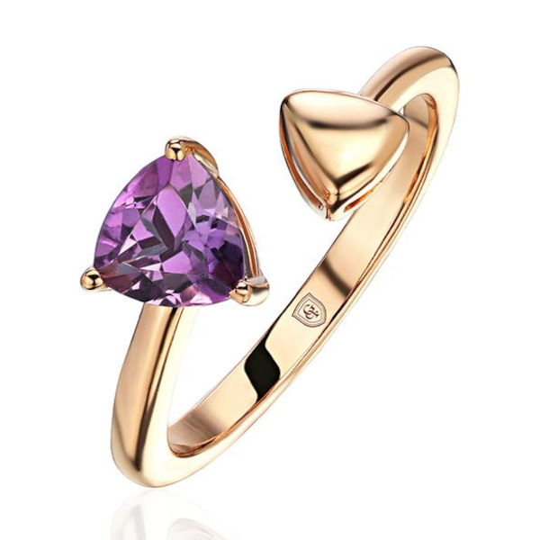 Кольцо из красного золота 585 пробы с аметистом 01К3115456-1