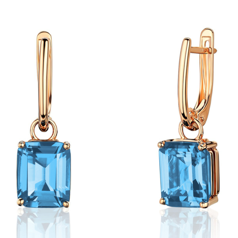 Серьги из красного золота 585 пробы с топазами 01С3115488-1