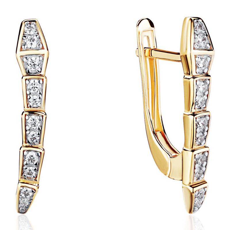 Серьги из желтого золота 585 пробы с бриллиантами 01С6315191Р-17 Серьги из желтого золота 585 пробы с бриллиантами 01С6315191Р-17