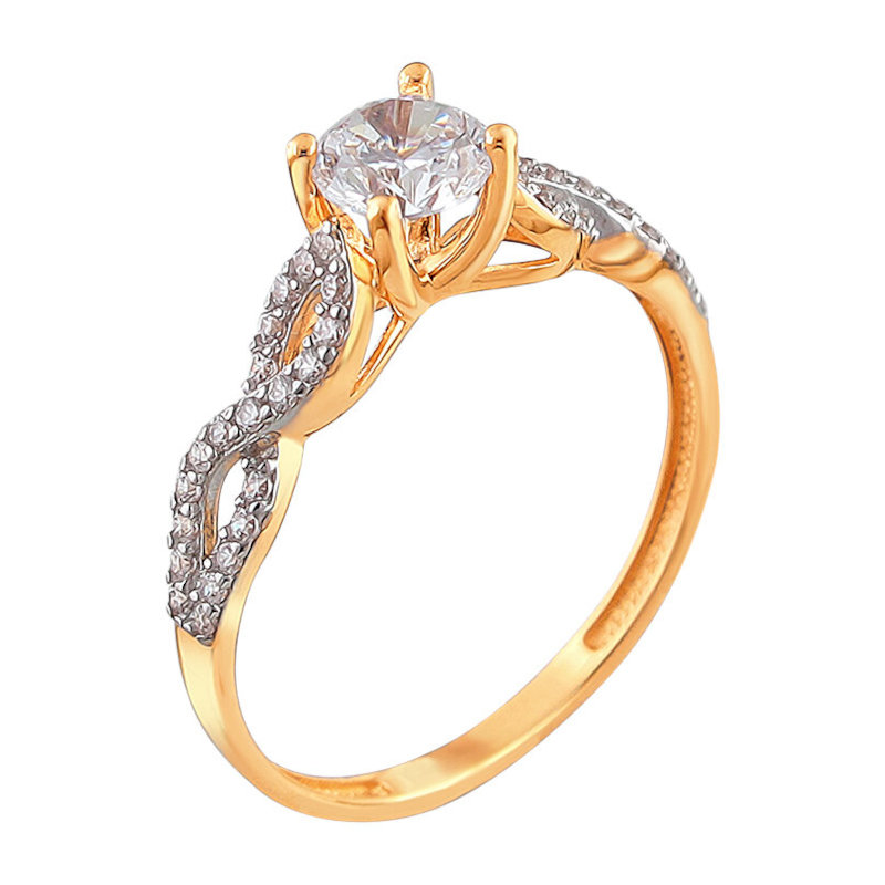 Кольцо из красного золота 585 пробы с фианитом 01К1110962