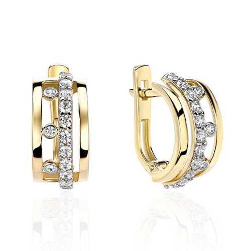 Серьги из желтого золота 375 пробы с фианитами 01С1313119SР