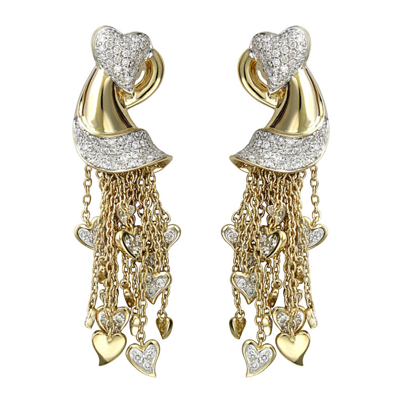 Серьги из желтого золота 585 пробы с бриллиантами 01С6313297 Серьги из желтого золота 585 пробы с бриллиантами 01С6313297