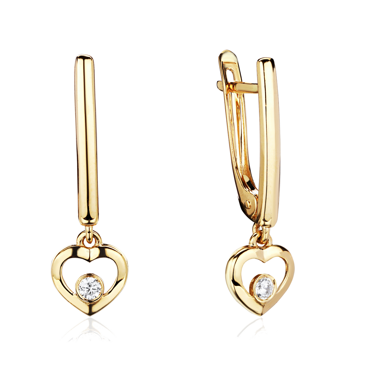 Серьги из желтого золота 585 пробы с фианитами 01С1315098