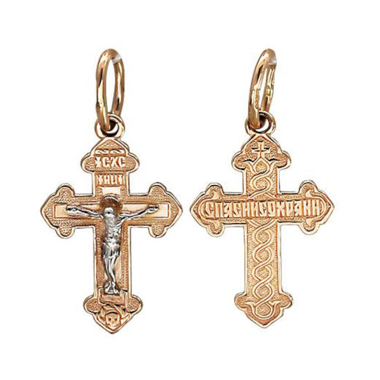 Крест нательный из красного золота 375 пробы без вставок 01Р010819S