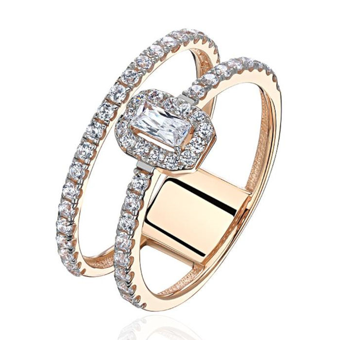 Кольцо из красного золота 585 пробы с сапфиром и бриллиантами 01К6113759-17-1