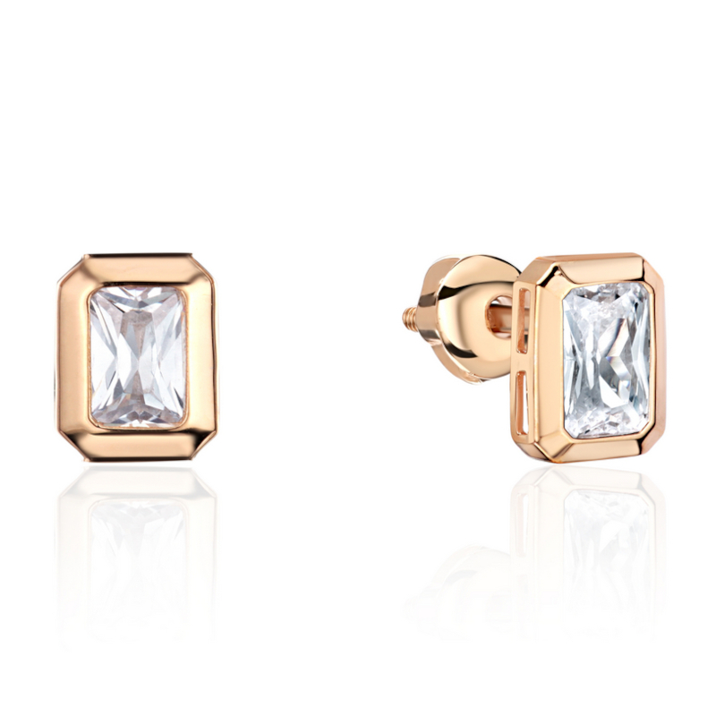 Серьги из красного золота 585 пробы с фианитами 01С1115779