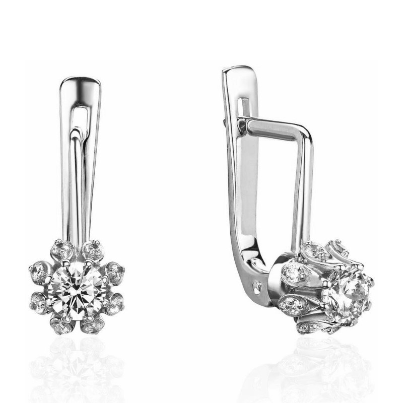 Серьги из платины 585 пробы с фианитами 01С1915773-585