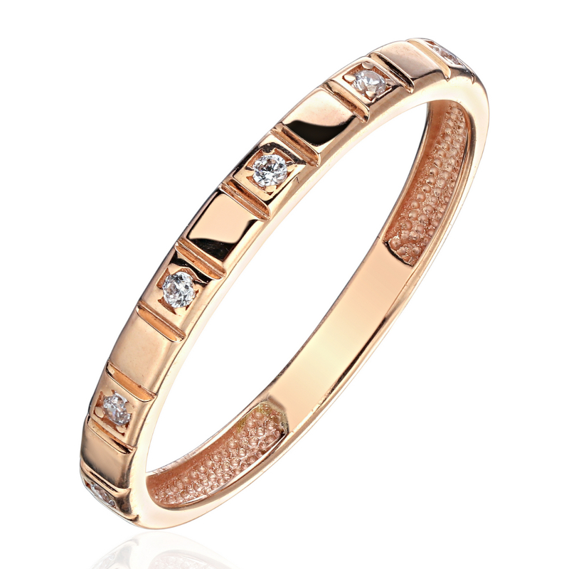 Кольцо из красного золота 585 пробы с фианитами 01К1115164