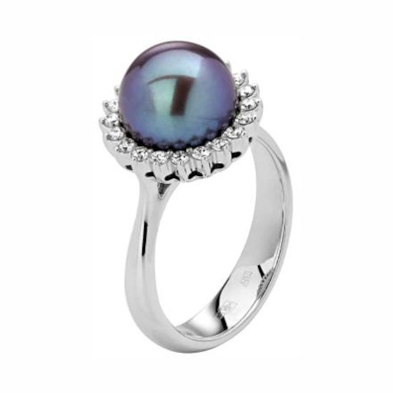 Кольцо из белого золота 585 пробы с жемчугом и бриллиантами 01К6210088-1