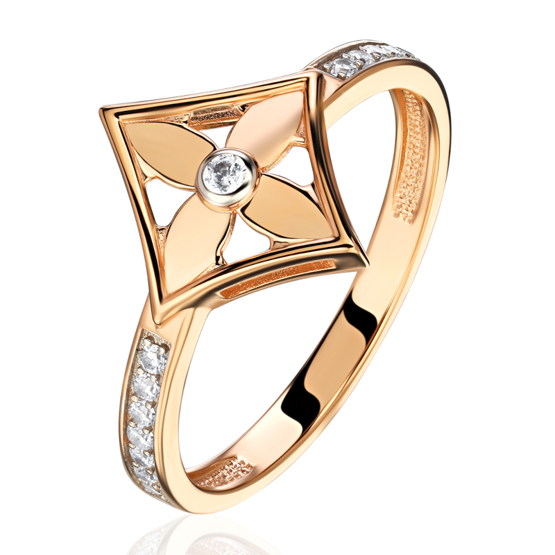 Кольцо из красного золота 585 пробы с фианитами 01К1116671Р