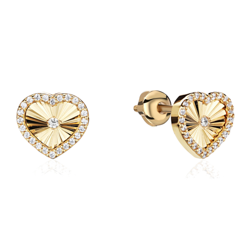 Серьги из желтого золота 585 пробы с фианитами 01С1315088