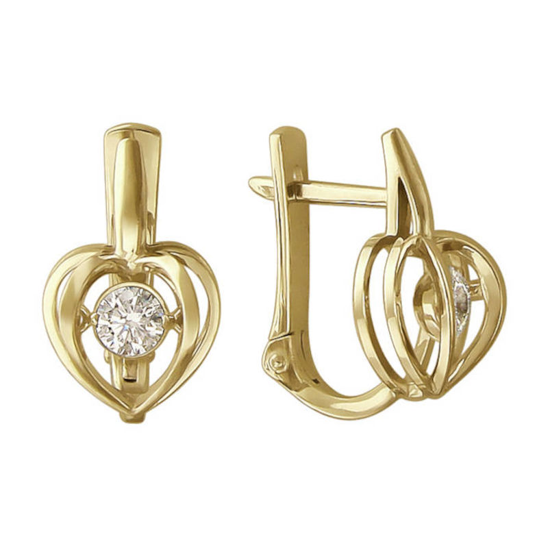 Серьги из желтого золота 585 пробы с фианитами 01С137964