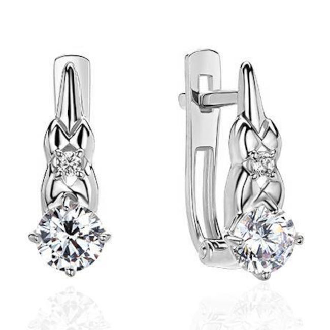 Серьги из платины 585 пробы с фианитами 01С1913427-585