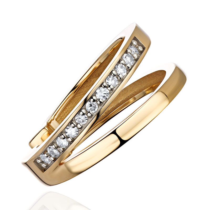 Серьга кафф без прокола из желтого золота 585 пробы с бриллиантами 01С6316920-17