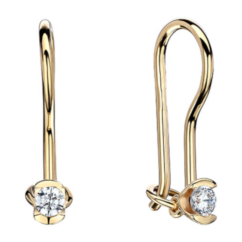 Серьги из желтого золота 585 пробы с фианитами 01С138537