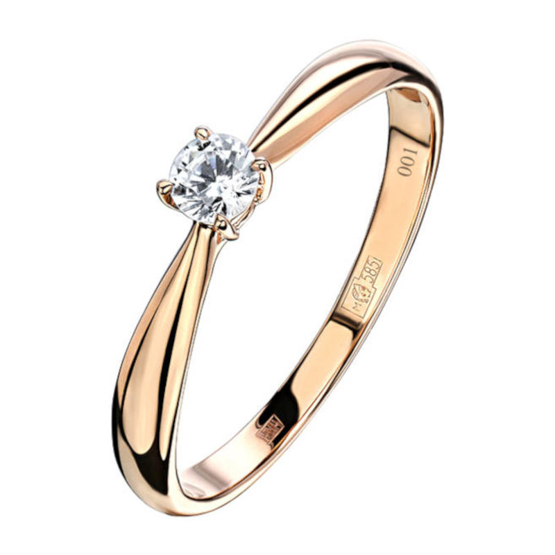 Кольцо из красного золота 585 пробы с фианитом 01К1113937