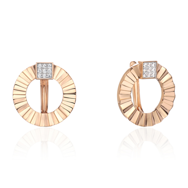 Серьги из красного золота 585 пробы с фианитами 01С1115668Р Серьги из красного золота 585 пробы с фианитами 01С1115668Р