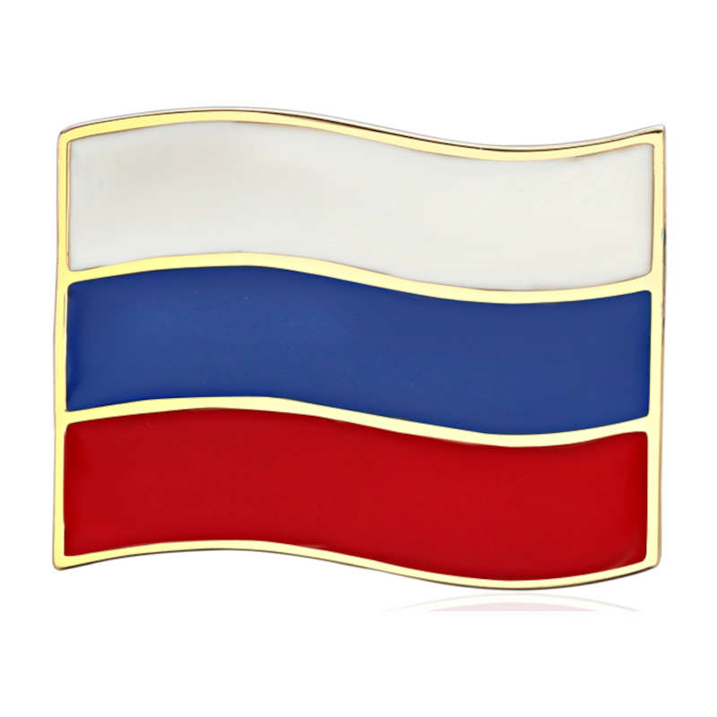 Значок "Флаг России" из желтого золота 585 пробы с эмалью 01В030128Э