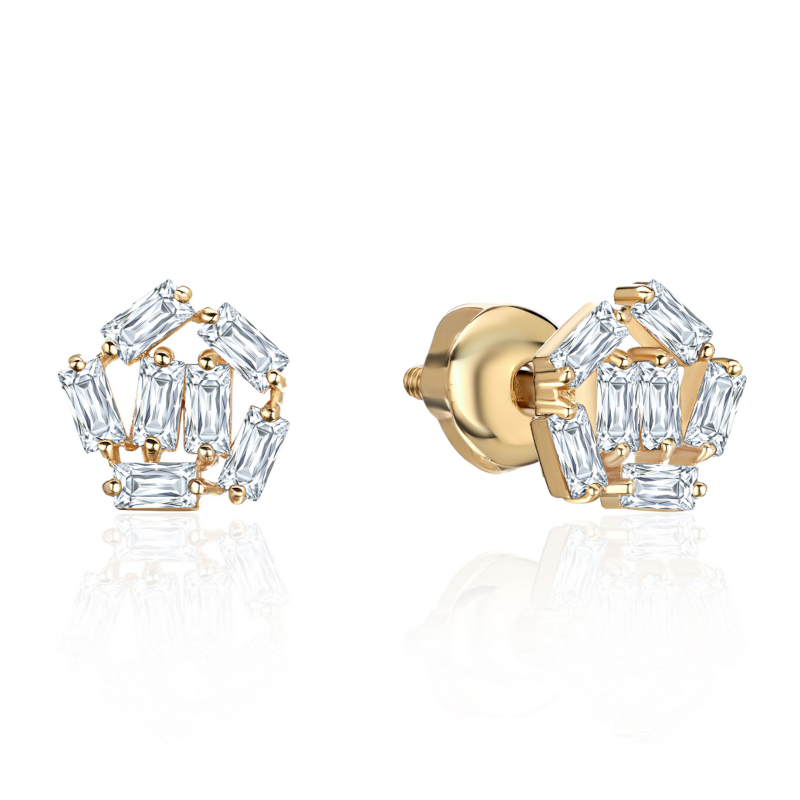 Серьги из желтого золота 585 пробы с фианитами 01С1314880