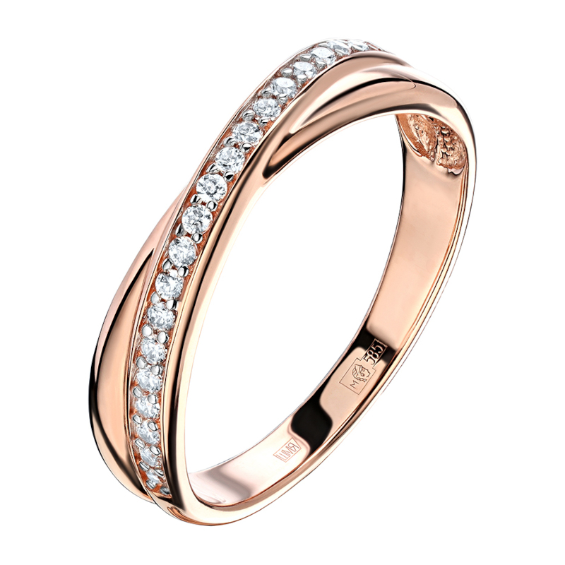 Кольцо из желтого золота 585 пробы с фианитами 01К1315045Р