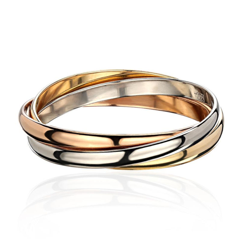 Кольцо тринити из комбинированного золота 375 пробы без вставок 01О060187S