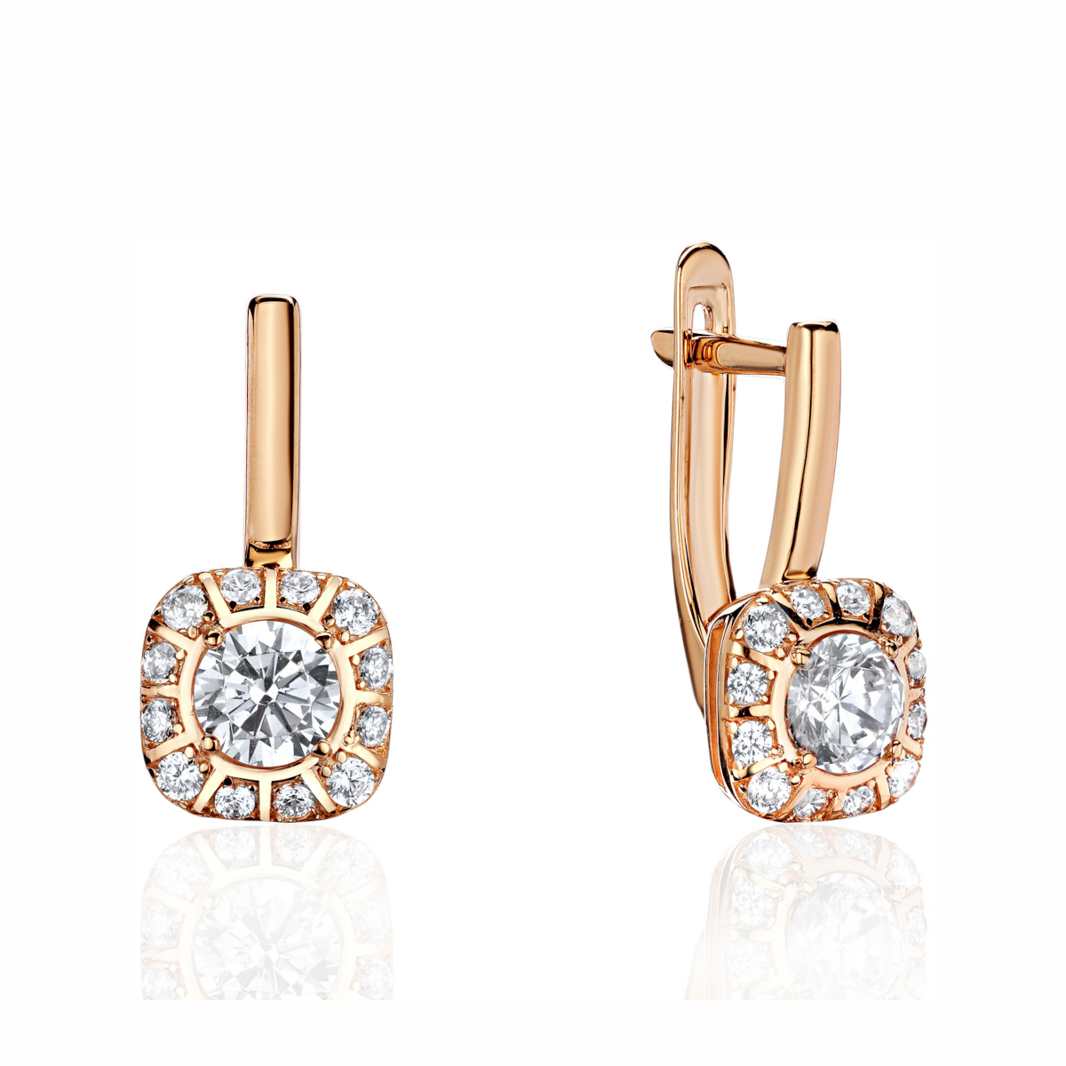 Серьги из красного золота 585 пробы с фианитами 01С1115084