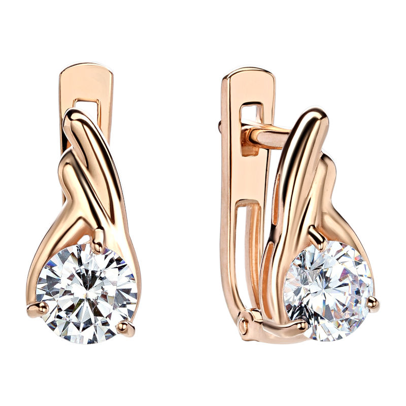 Серьги из красного золота 585 пробы с фианитами 01С1112769