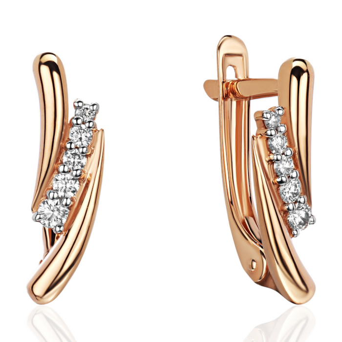 Серьги из красного золота 585 пробы с бриллиантами 01С6115790Р