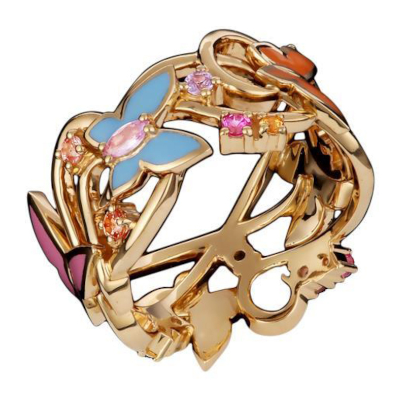 Кольцо из желтого золота 750 пробы с сапфирами и эмалью 01К546112Э-1 Кольцо из желтого золота 750 пробы с сапфирами и эмалью 01К546112Э-1