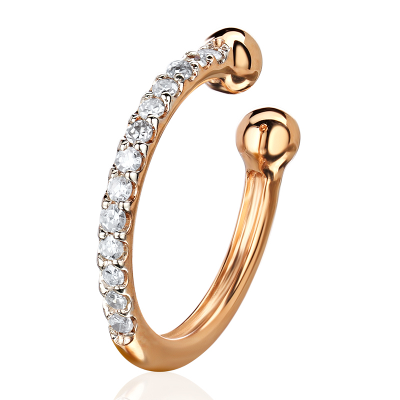 Серьга кафф из красного золота 585 пробы с бриллиантами 01С6116919-17